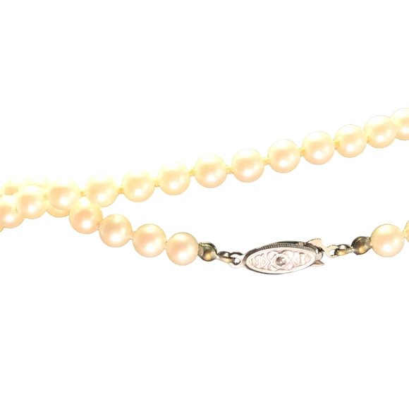 Vintage Faux Pearl Necklace Hand Knotted 30 in - Picture 3 of 3